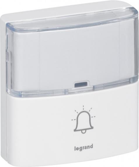 Бутон за безжични звънци Serenity бял IP54 200 метра обхват с включена батерия Legrand