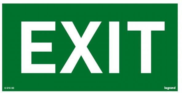 Надпис EXIT за евакуационен осветител 100х200мм Legrand