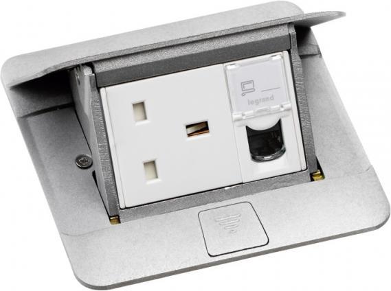 Подова/Мебелна кутия 3 мод. цвят Алуминий мат Pop-Up кутия Legrand