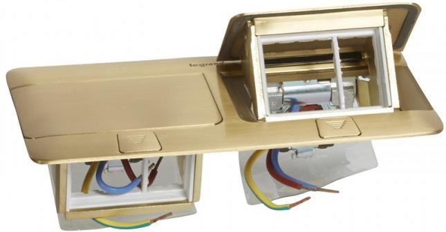 Подова/Мебелна кутия 2х3 мод. цвят МЕСИНГ (Brush brass) Pop-Up кутия Legrand