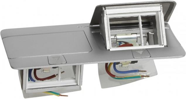 Подова/Мебелна кутия 2x3 мод. цвят Алуминий мат Pop-Up кутия Legrand