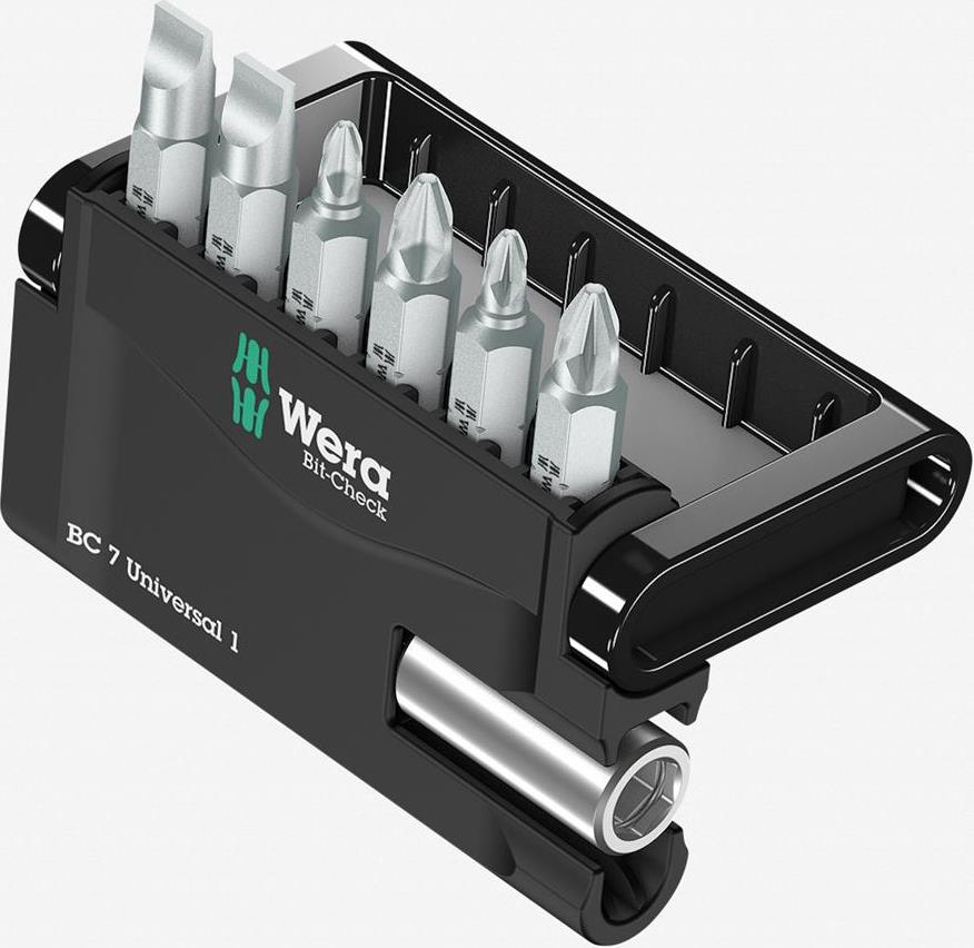 Комплект 6х бита и държач 893/4/1 K, Bit-Check 7 Universal Wera