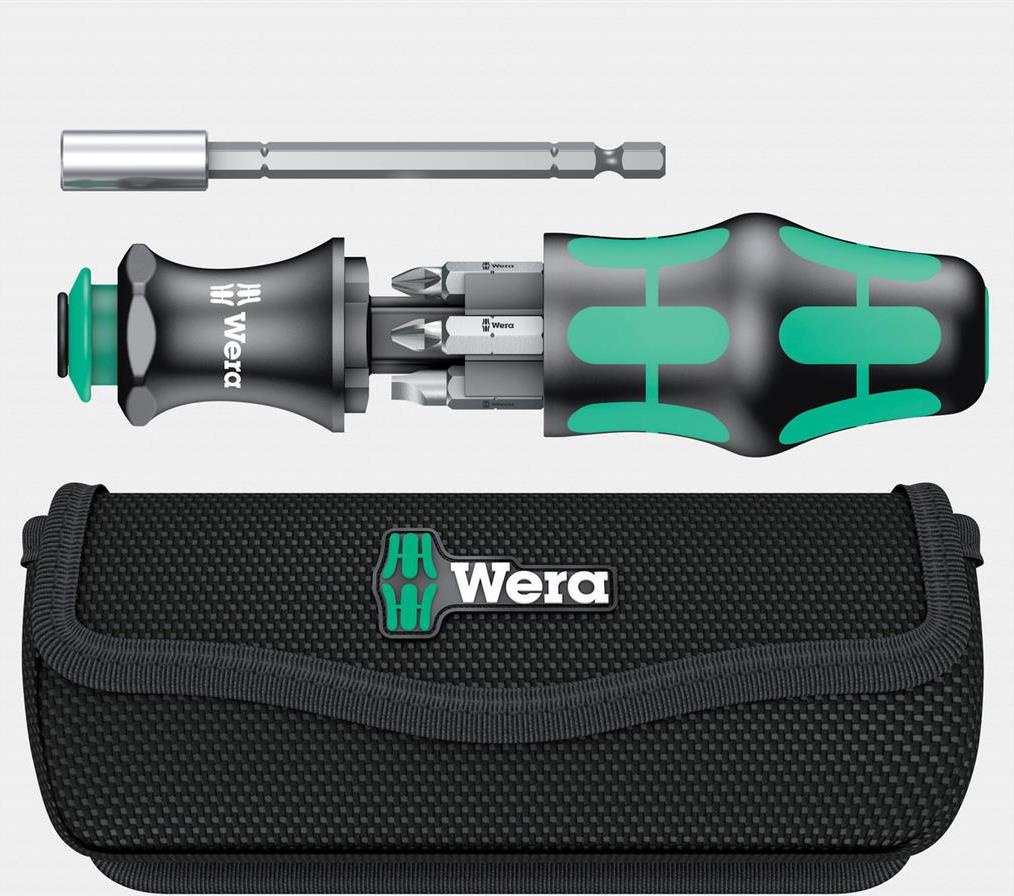 Комплект отвертки, 1x ръкохватка, адаптер и битове 2х шлиц, 2х PH и 2x PZ, Kraftform Kompakt 28 Wera