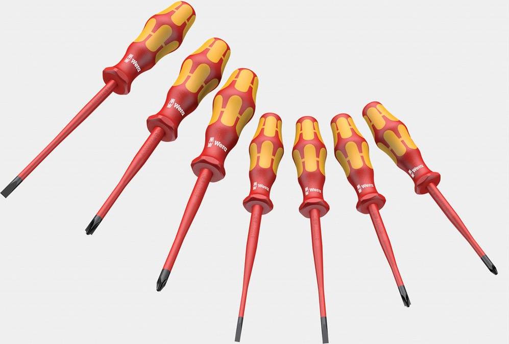 Комплект отвертки, 3х шлиц, 2х PH и 2x PZ/S, 16x/7 Kraftform VDE 1000V Wera