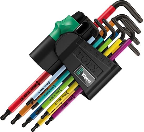 Комплект изолирани шестограми TX BO, 9х (9…27), в щипка, 967 SPKL L-key Multicolour 1 блистер Wera