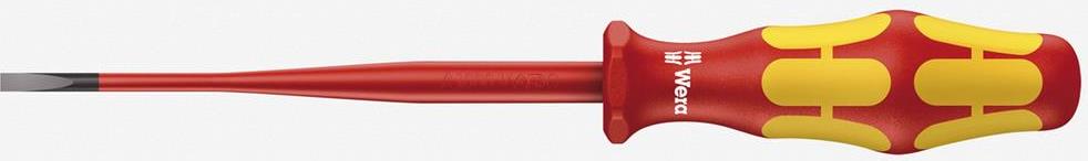 Отвертка шлиц 0.6x3.5x100 Slim, жълто-червена ръкохватка, 160 Kraftform VDE 1000V Wera
