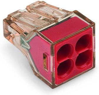 Бърза връзка Wago 4х1,5-4 mm2 (100бр.) червена за твърд проводник