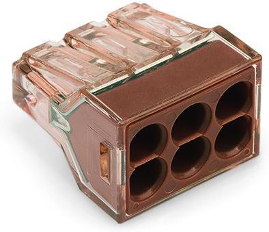 Бърза връзка Wago 6х1,5-4 mm2 (50бр.) кафява за твърд проводник