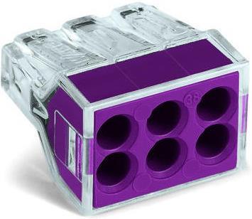 Бърза връзка Wago 6х1.5-2.5 mm2 (50бр.) лилава за твърд проводник