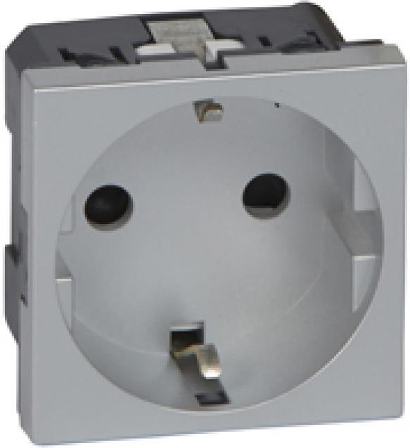 Контакт ШУКО 16A 2 мод. цвят алуминий Mosaic Legrand