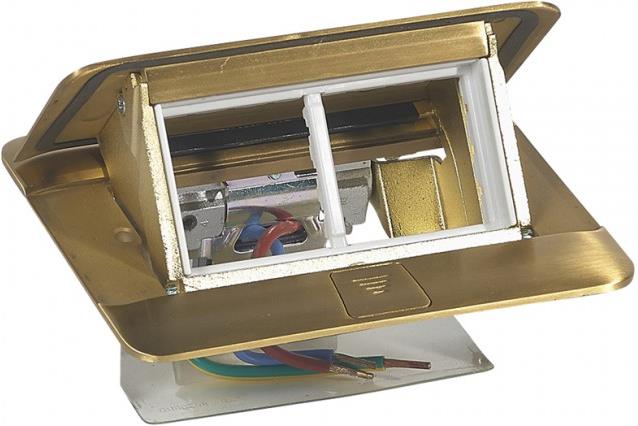 Подова/Мебелна кутия 4 мод. цвят МЕСИНГ (Brush brass) Pop-Up кутия Legrand