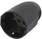 Контакт подвижен черен Шуко 2P+E 16A ІP20 UV GW750 градуса серия UNEL Scame