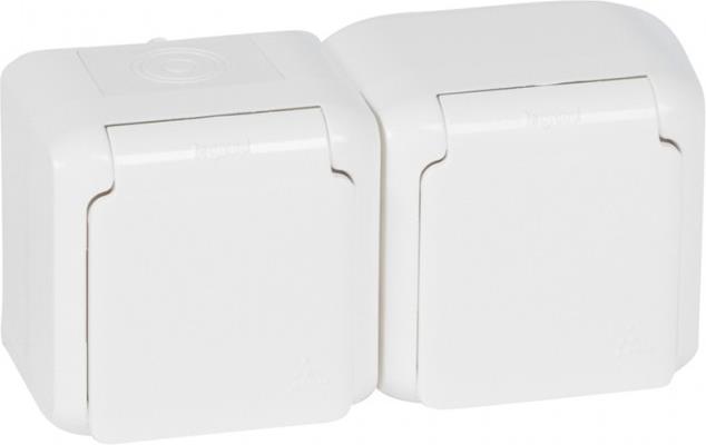 Контакт шуко ДВОЕН IP44 открит монтаж цвят Бял Forix Legrand