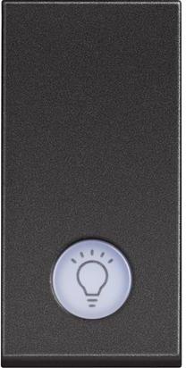Бутон с LED индикация на 230V и символ лампа 1 мод. 10A цвят Черен /блистер/ Classia Bticino