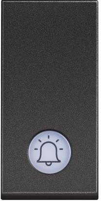 Бутон с подсветка 12V и символ звънец 1 мод. 10A цвят Черен /блистер/ Classia Bticino