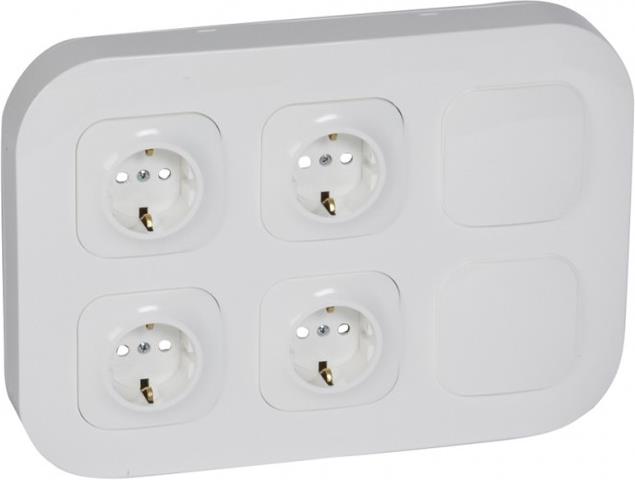 Конзола с 4х ШУКО и 2х глухо капаче Forix IP21 открит монтаж цвят Бял Forix Legrand