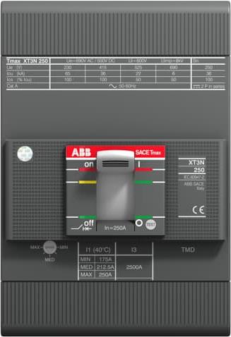 Автомат T Max XT3N 250А TM 3P 36kA регулируем (In x 0.7...1) АВВ
