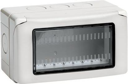 Конзола за открит монтаж с капак IP55 4 мод. цвят Светлосив Classia Bticino