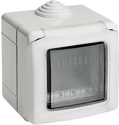 Конзола за открит монтаж с капак IP55 2 мод. цвят Светлосив Classia Bticino