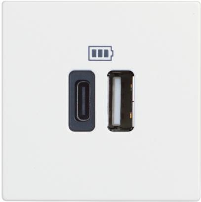Розетка 2xUSB за зареждане тип A+C 3A 15W 2 мод. цвят Бял /блистер/ Classia Bticino