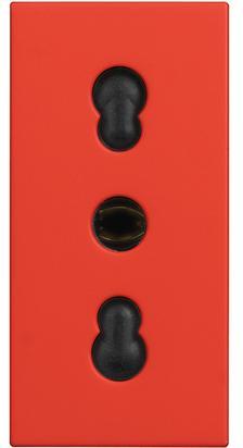 Контакт ИТАЛИАНСКИ стандарт 2P+Е 1 мод. 16A детска защита цвят Червен /блистер/ Classia Bticino