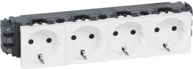 Контакт шуко ЧЕТВОРЕН DLP 8 мод. цвят бял Mosaic Legrand