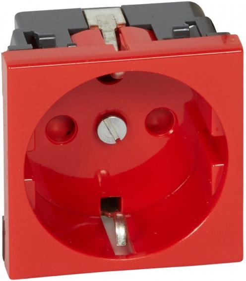 Контакт ШУКО 16A с тампер защита 2 мод. цвят червен Mosaic Legrand