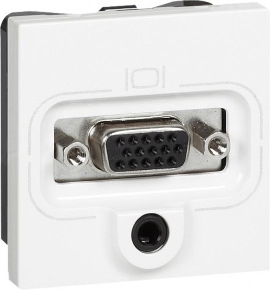 Розетка HD15-VGA+ аудио жак 3.5мм2 2 мод. с клемна връзка цвят бял Mosaic Legrand