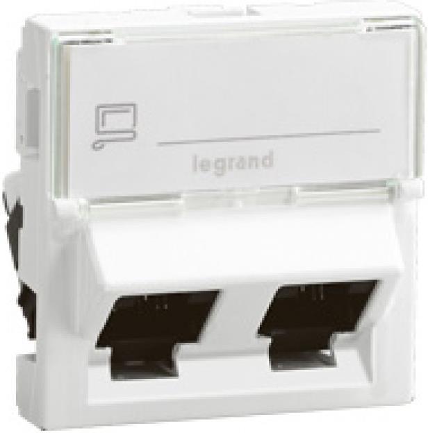 Розетка 2хRJ45 FTP cat.6 2 мод. 45° излаз цвят бял Mosaic Legrand