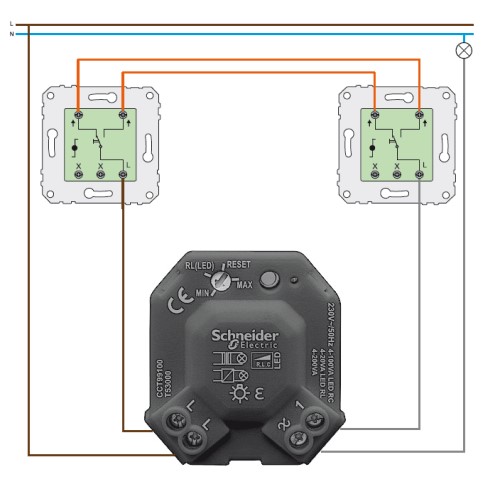 Димер за монтаж в конзола и управление с бутон L=5-200VA LED=4-100VA без неутрала SE