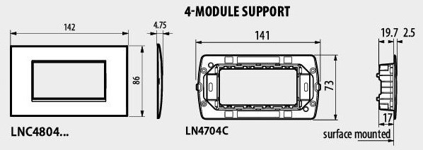 Рамка 4 мод. метална Anthracite AIR LL Bticino 