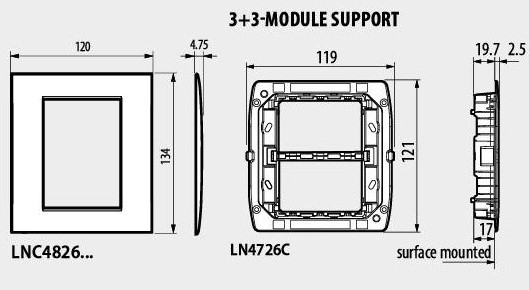 Рамка 3+3 мод. метална Sand AIR LL Bticino 