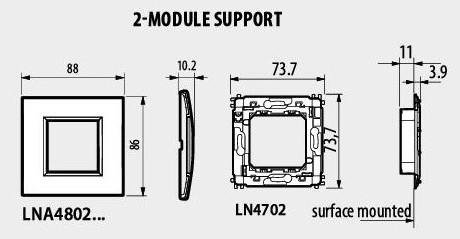 Рамка 2 мод. метална правоъгълна Steel LL Bticino