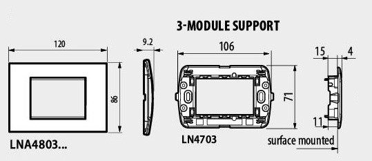 Рамка 3 мод. метална правоъгълна Native LL Bticino 