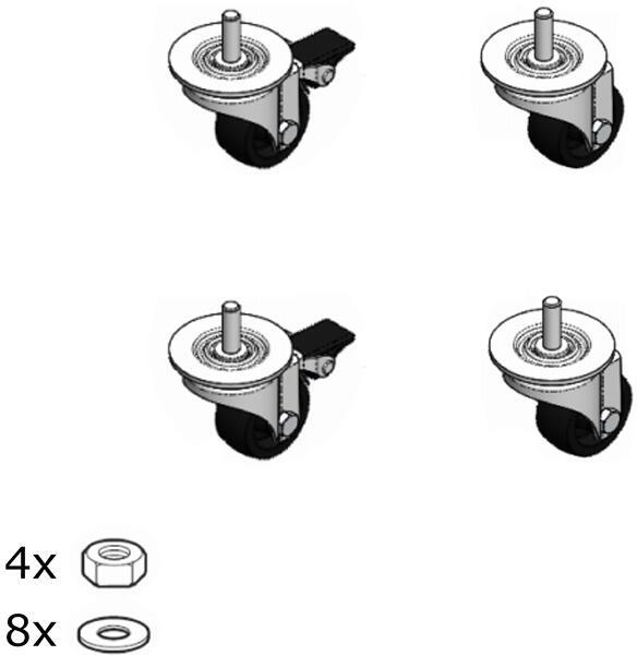 Комплект 4 колела до 115kg за стенен шкаф Legrand