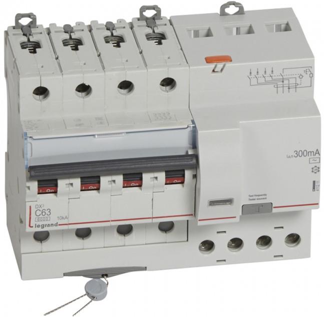 ДТЗ комбинирана DX3 4P 63A крива C 300mA тип AC 6kA 7 мод. Legrand