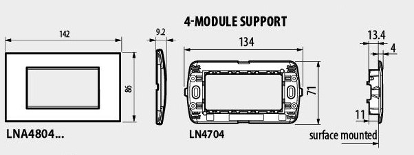 Рамка 4 мод. првоъгълна White LL Bticino