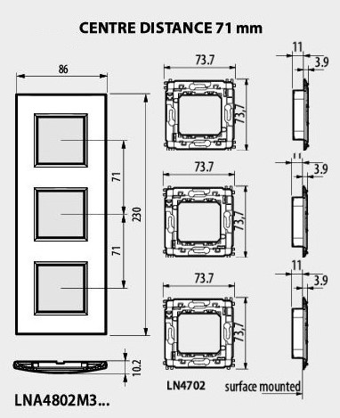 Рамка 3х2 мод. метална правоъгълна Square LL Bticino