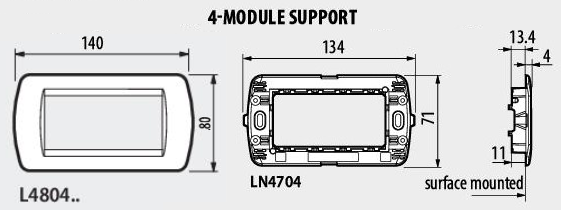 Рамка 4 мод. Light aluminium LL International Bticino 