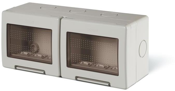 Конзола за открит монтаж с капак IP55 3+3 мод. Unibox цвят СИВ Scame