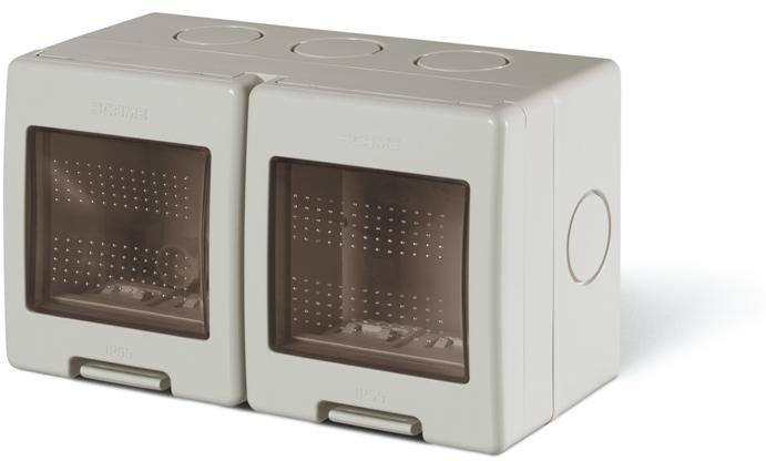Конзола за открит монтаж с капак IP55 2+2 мод. Unibox цвят СИВ Scame
