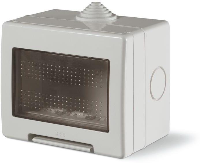 Конзола за открит монтаж с капак IP55 3 мод. Unibox цвят СИВ Scame