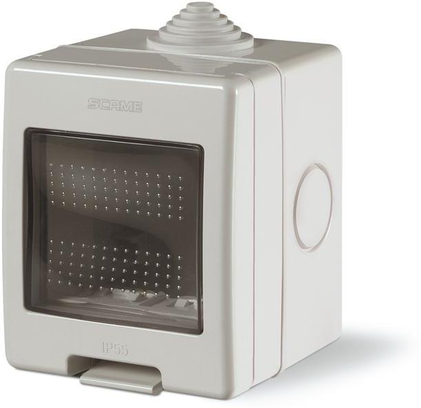 Конзола за открит монтаж с капак IP55 2 мод. Unibox цвят СИВ Scame