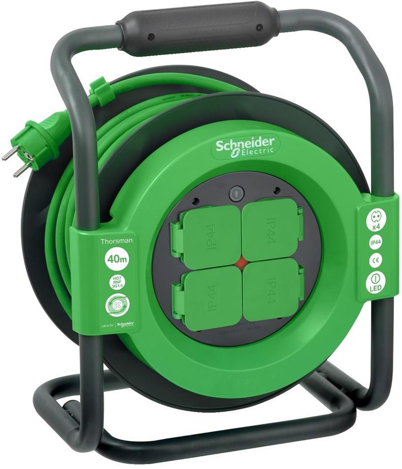 Макара Thorsman 40м IP44 H07RN-F 3G1.5mm2 термична защита 4x шуко SE