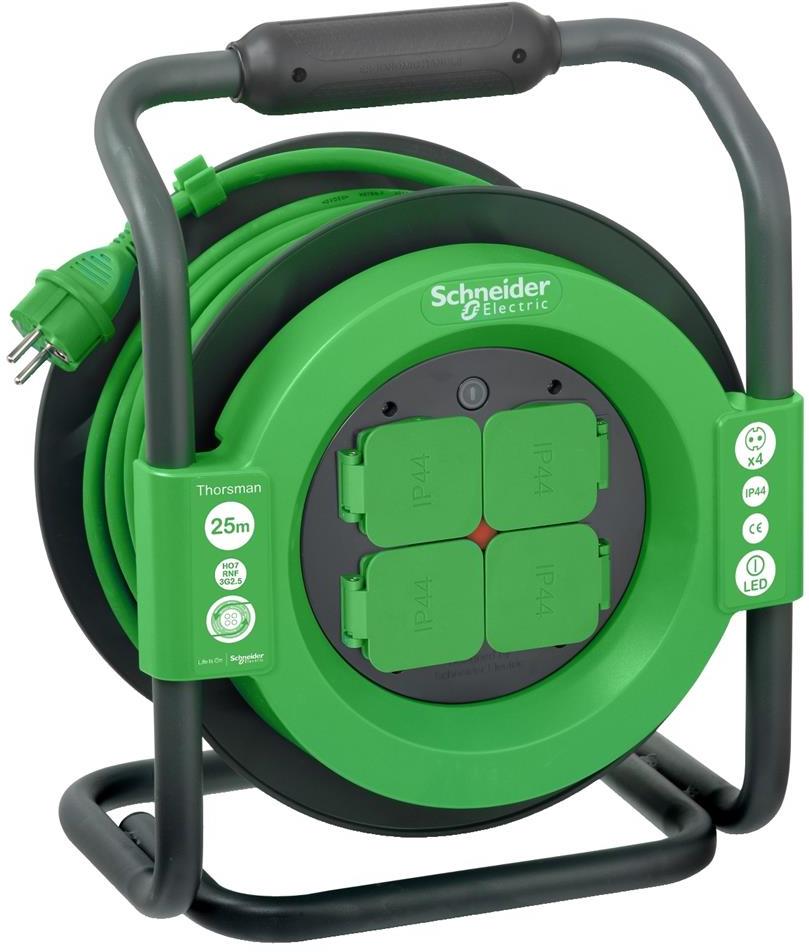 Макара Thorsman 25м IP44 H07RN-F 3G2.5mm2 термична защита 4x шуко SE