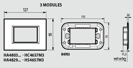 Рамка 3 мод. правоъгълна Tech Axolute Bticino