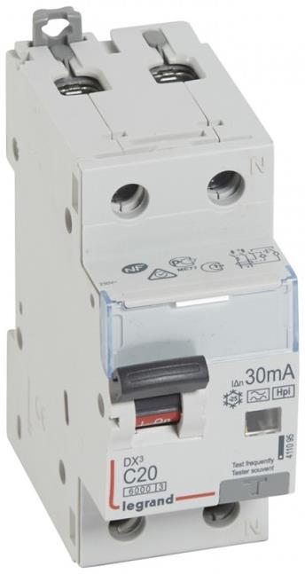 ДТЗ комбинирана DX3 1P+N 20A крива C 30mA тип F 10kA 2 мод. Legrand