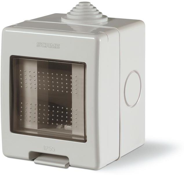 Конзола за открит монтаж с капак IP55 1 мод. Unibox цвят СИВ Scame