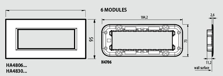 Рамка 6 мод. правоъгълна Antracite Axolute Bticino