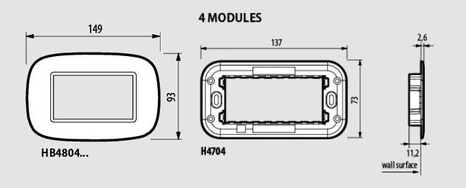 Рамка 4 мод. овална White monochrom Axolute Bticino /до изчерпване/